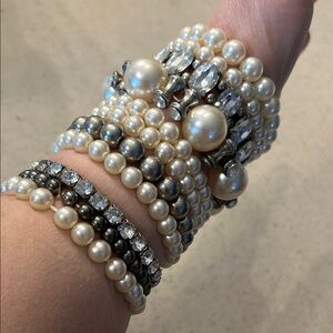 11 stretchy pearl and crystal bracelets reminiscent of Madonna's early days